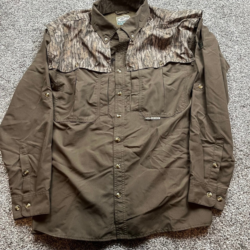 Drake shirt mens M Waterfowl Wingshooter Camo Mossy Oak duck Hunting vented
